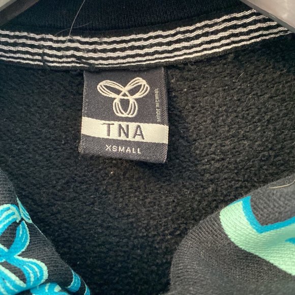 Aritzia TNA Black Multi Coloured Logo Zip Up Casual Hoodie - Picture 2 of 9